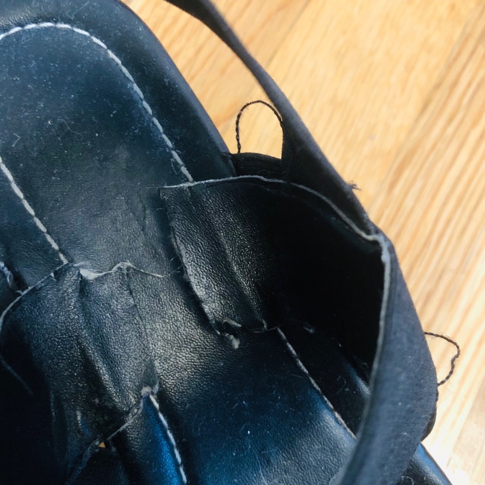 Black slip on platform sandal